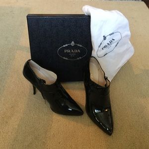 Prada patent leather bootie new in box with tags and all original packaging